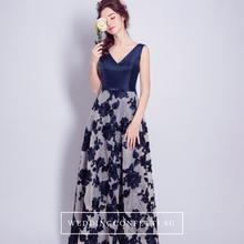 Load image into Gallery viewer, The Joanna Blue Lace Sleeveless Gown - WeddingConfetti
