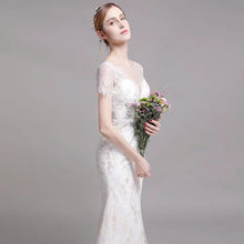 Load image into Gallery viewer, The Nikita Wedding Bridal Short Sleeve Lace Dress - WeddingConfetti