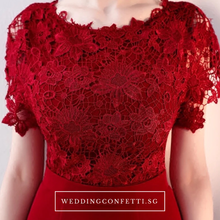 Load image into Gallery viewer, The Melinda Black / Red / Wine Red Lace Gown - WeddingConfetti