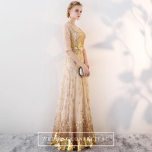 Load image into Gallery viewer, The Trina Gold Long Sleeves Gown - WeddingConfetti