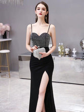 Load image into Gallery viewer, The Cordelia Sleeveless Sequined Black/Red Gown - WeddingConfetti