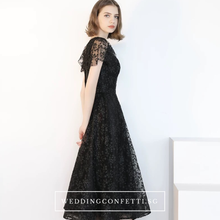 Load image into Gallery viewer, The Adella Short Sleeves Black Gown - WeddingConfetti