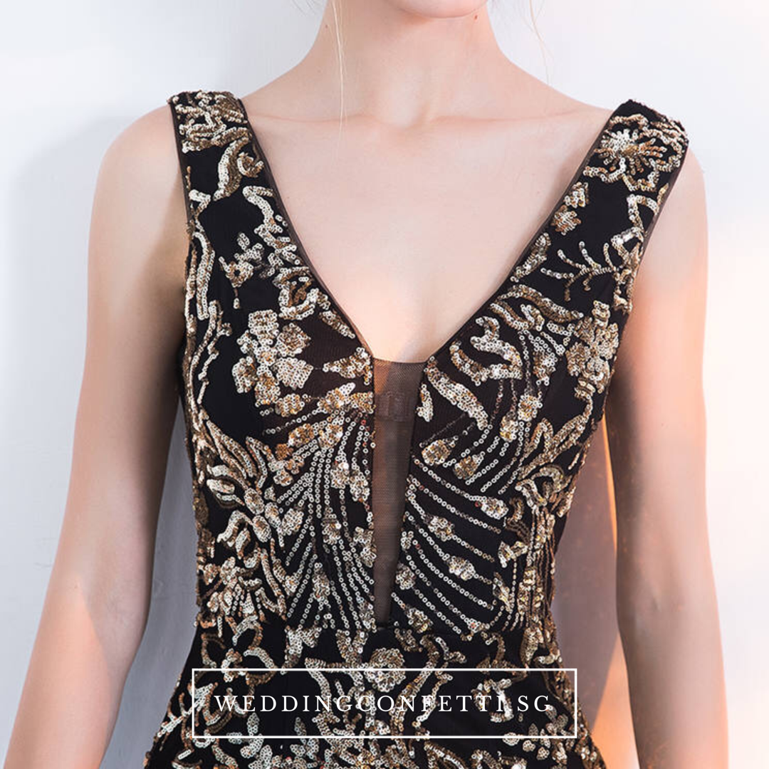 Black and 2025 gold sleeveless dress