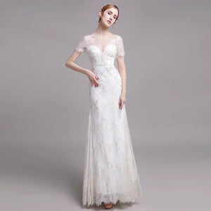 The Nikita Wedding Bridal Short Sleeve Lace Dress - WeddingConfetti