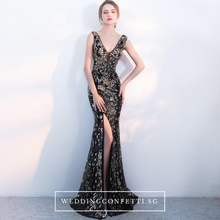 Load image into Gallery viewer, The Ariana Black Gold Sleeveless Dress - WeddingConfetti
