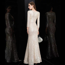Load image into Gallery viewer, The Quenta Long Sleeves Sequined Gown - WeddingConfetti