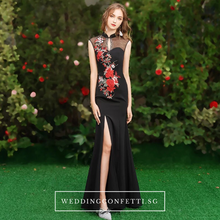 Load image into Gallery viewer, The Marisa Mandarin Collar White / Red / Black Sleeveless Gown - WeddingConfetti