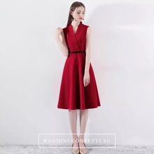 Load image into Gallery viewer, The Wendy Structured A-line Black / Red Midi Dress - WeddingConfetti