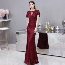 Load image into Gallery viewer, The Lorniston Sequined Red Gown - WeddingConfetti