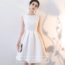 Load image into Gallery viewer, The Amelia Bow White / Black Sleeveless Dress (Available in 2 colours) - WeddingConfetti