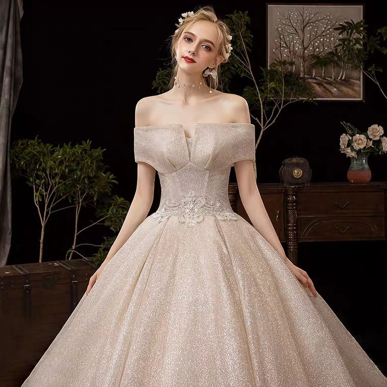 sachin and babi light blue dress Elegant Champagne Wedding Dresses Off Shoulder White Lace Applique Bridal  Gowns