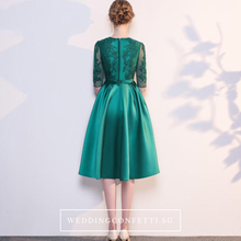 Load image into Gallery viewer, The Anastasia Green Lace Long Sleeves Gown - WeddingConfetti