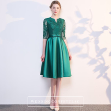 Load image into Gallery viewer, The Anastasia Green Lace Long Sleeves Gown - WeddingConfetti