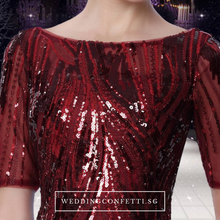 Load image into Gallery viewer, The Carolina Blue / Red / Gold Long Sleeves Sequined Gown (Available in 3 colours) - WeddingConfetti
