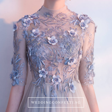 Load image into Gallery viewer, The Sarah Grey Long Sleeves Lace Gown - WeddingConfetti