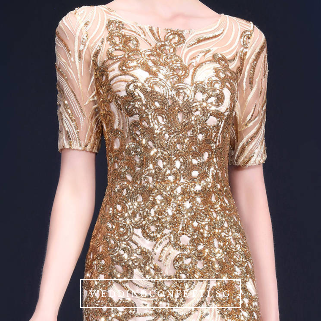The Kerdelle Purple / Gold Illusion Sleeves Gown (Available in 2 colou WeddingConfetti The Kerdelle Purple / Gold Illusion Sleeves Gown (Available in 2 colou WeddingConfetti