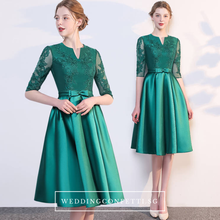 Load image into Gallery viewer, The Anastasia Green Lace Long Sleeves Gown - WeddingConfetti
