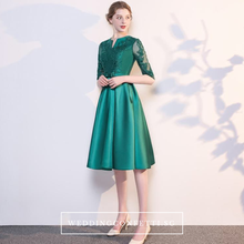 Load image into Gallery viewer, The Anastasia Green Lace Long Sleeves Gown - WeddingConfetti