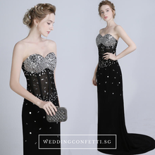 Load image into Gallery viewer, The Candice Black Fishtail Dress / Gown - WeddingConfetti