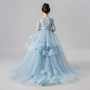The Ketea Flower Girl Blue /White Dress - WeddingConfetti