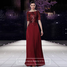 Load image into Gallery viewer, The Carolina Blue / Red / Gold Long Sleeves Sequined Gown (Available in 3 colours) - WeddingConfetti
