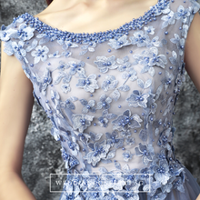 Load image into Gallery viewer, The Christina Blue Lace Cap Sleeves Dress - WeddingConfetti