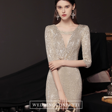 Load image into Gallery viewer, The Tiffin Champagne Long Sleeves Mermaid Gown