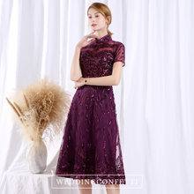 Load image into Gallery viewer, The Carena Mother-Of-Bride Purple Cheongsam High Collar Gown