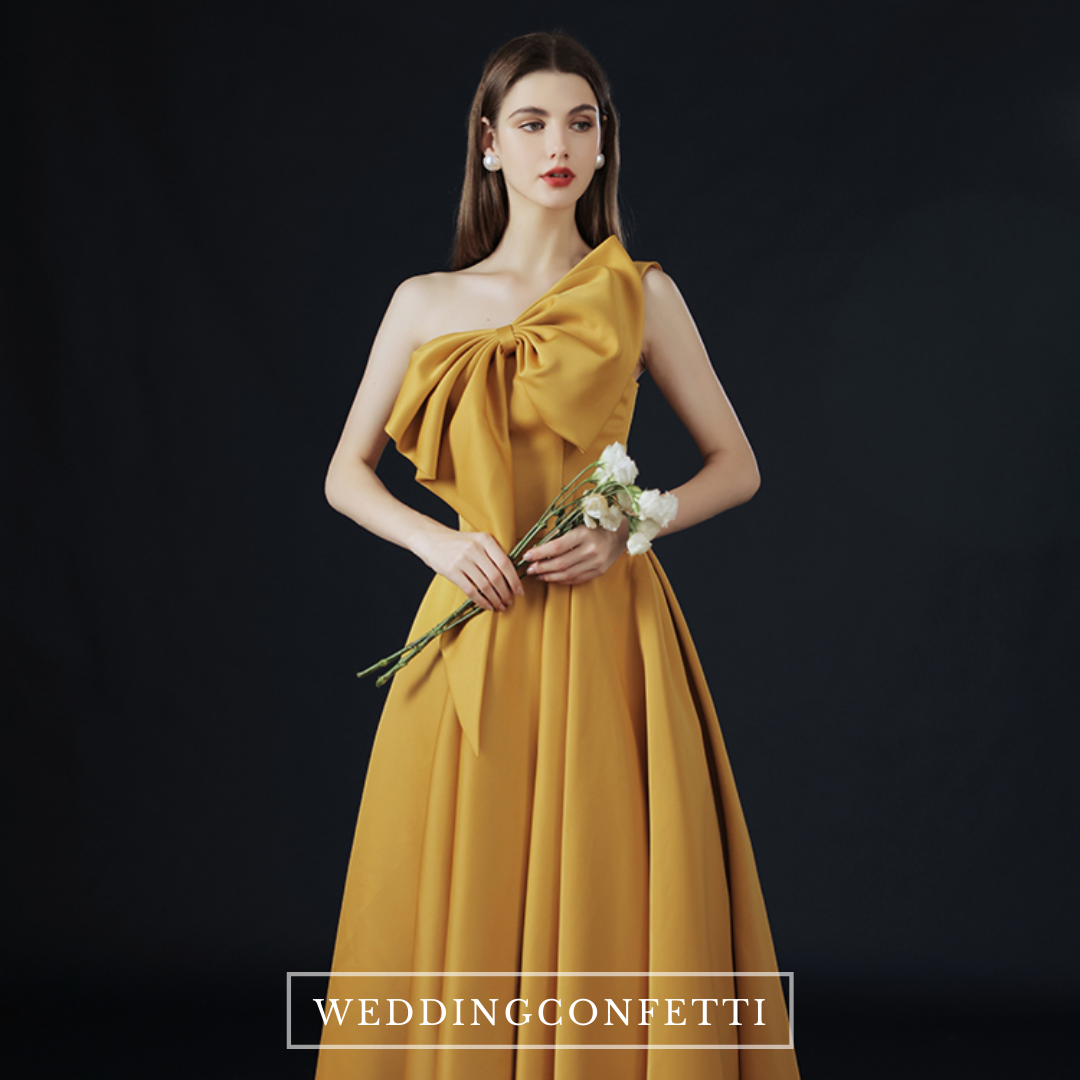 The Hyacinth Toga Gold Gown – WeddingConfetti