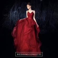 Load image into Gallery viewer, The Vivianna Red / Gold Tulle Sleeveless Gown (Customisable)