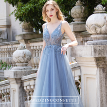 Load image into Gallery viewer, The Pennylia Blue Sequined Sleeveless Gown (Available in 2 Colours)