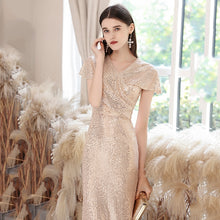 Load image into Gallery viewer, The Penny Champagne Short Sleeve Gown