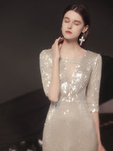 Load image into Gallery viewer, The Tiffin Champagne Long Sleeves Mermaid Gown