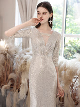 Load image into Gallery viewer, The Tiffin Champagne Long Sleeves Mermaid Gown