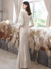 Load image into Gallery viewer, The Tiffin Champagne Long Sleeves Mermaid Gown