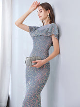 Load image into Gallery viewer, The Johanne Blue Glitter Mermaid Gown