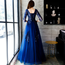 Load image into Gallery viewer, The Cassendra Blue Long Sleeeves Gown
