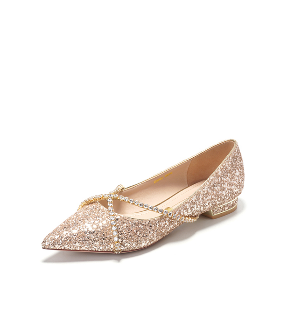 The Hanny Wedding Bridal Champagne Gold Ombre Flats WeddingConfetti