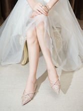 Load image into Gallery viewer, The Hanny Wedding Bridal Champagne Flats