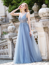 Load image into Gallery viewer, The Pennylia Blue Sequined Sleeveless Gown (Available in 2 Colours)