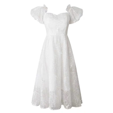 Load image into Gallery viewer, The Hyacinth White Puff Sleeves Bridgerton Inspired Dress
