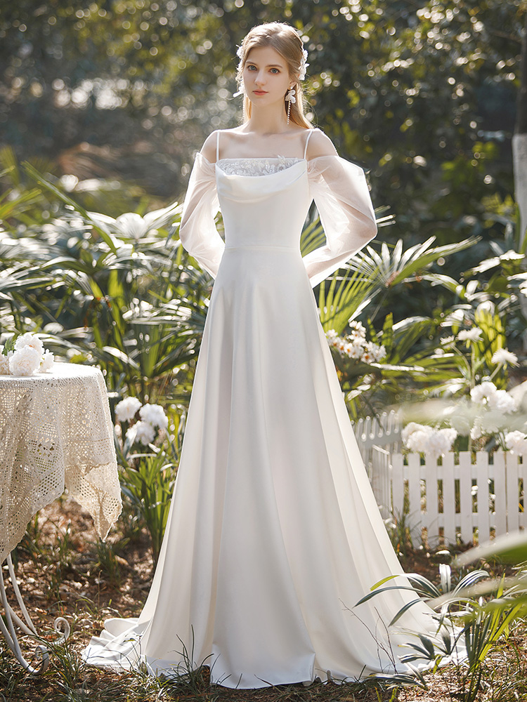 The Leticia Wedding Bridal Off Shoulder Long Sleeves Gown