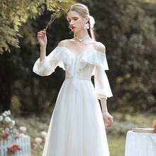 Load image into Gallery viewer, The Marjorie Wedding Bridal Off Shoulder Long Sleeves Gown