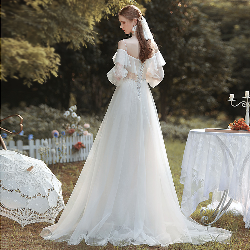 Wedding dresses off 2025 the shoulder long sleeve