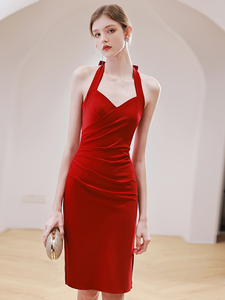 The Lerine Red Halter Dress