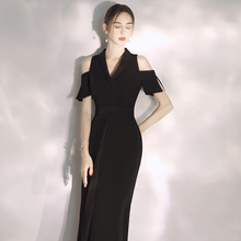 Load image into Gallery viewer, The Riley Black Off Shoulder Dress
