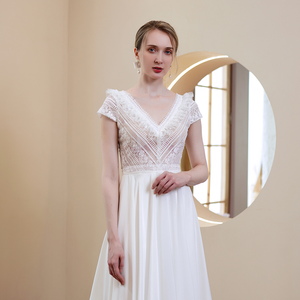 The Galilea Wedding Bridal Short Sleeves Lace Gown