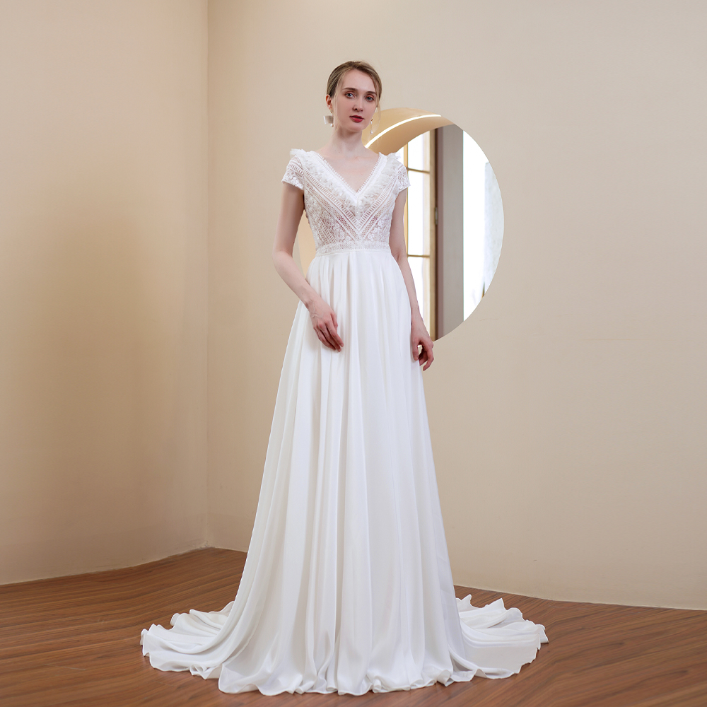 White lace hotsell chiffon dress