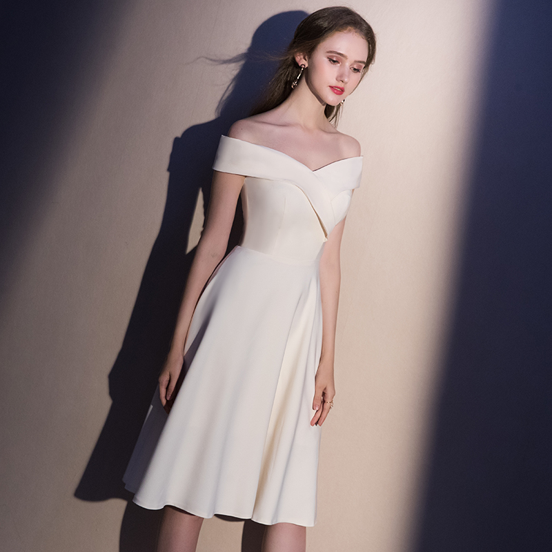 White off the store shoulder formal dress