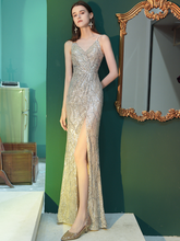 Load image into Gallery viewer, The Pera Sequined Silver Sleeveless Gown